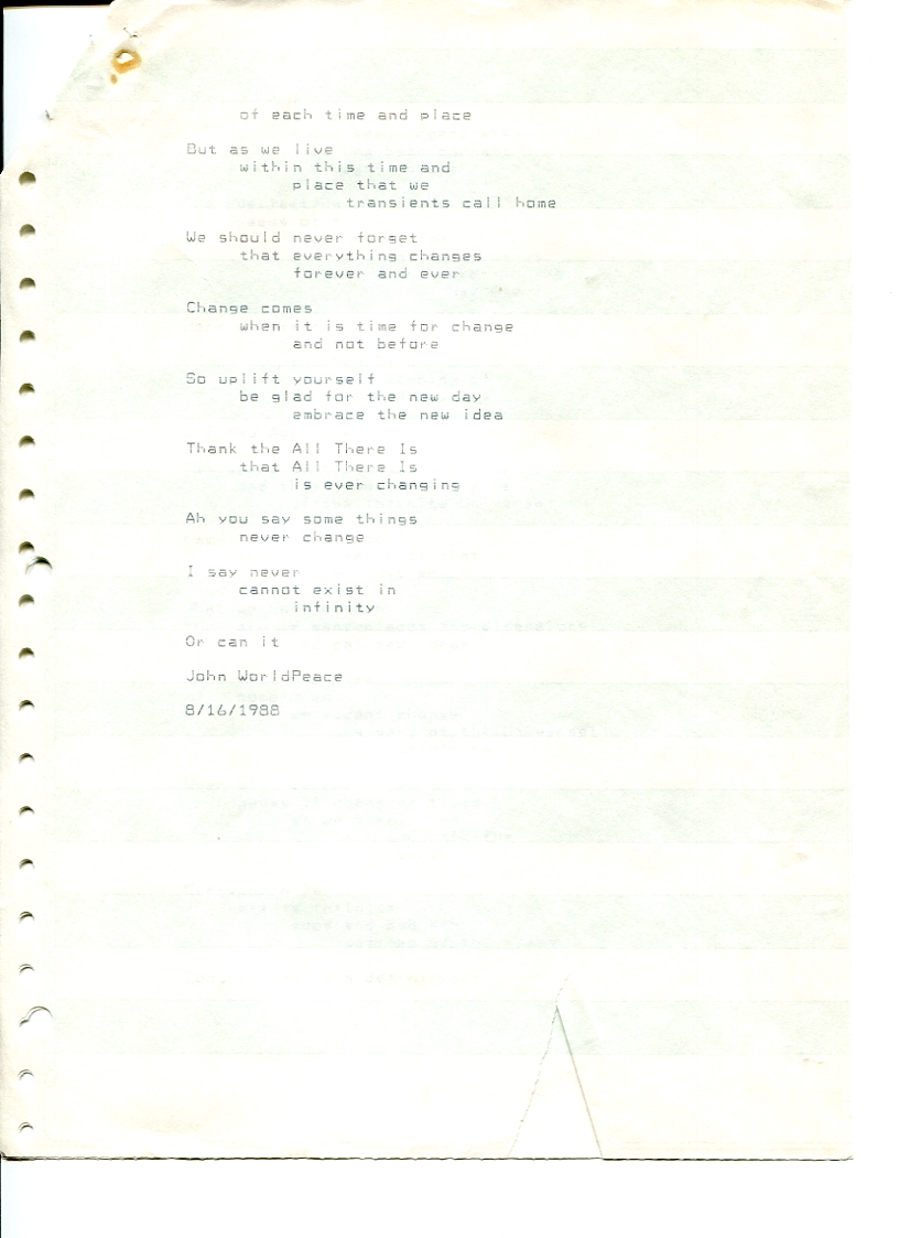 John WorldPeace Poems 1988 | World Peace Poems